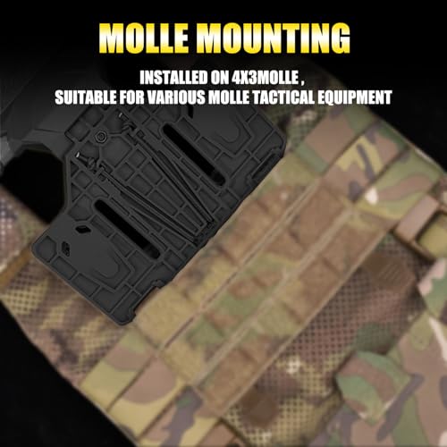 Zhongren Tactical Plate Carrier Vest Attachments Universal Phone Chest Mount for Screen Size 4.7"-6.7" Molle Foldable Navigation Phone Holder Board - color: Black