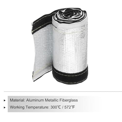 MECCANIXITY 1.5mm Heat Shroud Aluminized Sleeving 1" ID x 3.2FT Aluminum Metallic Fiberglass Heat Shroud for Fuel Lines Cables Electrical Wiring - size: 1" ID x 3.2FT