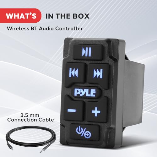 Pyle Rocker Switch Wireless BT Audio Controller, Waterproof Rated Marine Receiver Remote Control for Car, Truck, Boat, 4x4, PowerSport Vehicles, Connect and Stream Audio from External Devices