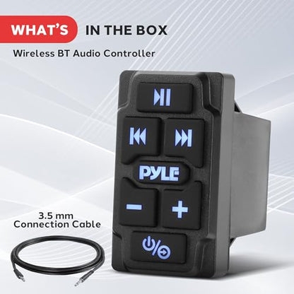 Pyle Rocker Switch Wireless BT Audio Controller, Waterproof Rated Marine Receiver Remote Control for Car, Truck, Boat, 4x4, PowerSport Vehicles, Connect and Stream Audio from External Devices