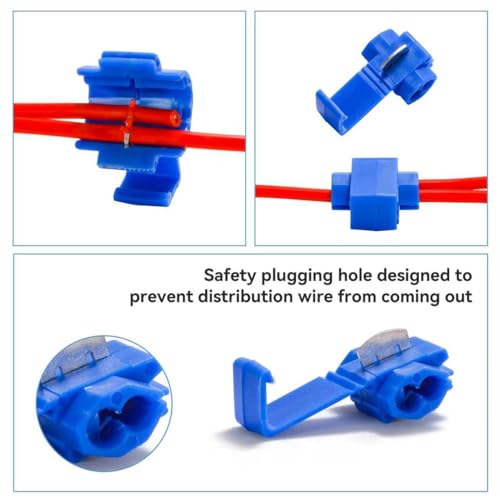 HKS 100PCS Red Quick Splice Wire Connectors 22-16 AWG | IDC Solderless Snap Lock Crimp Terminal | Self-Stripping Insulated Electrical Splice Connector for Automotive, Marine & DIY Wiring - color: Red
