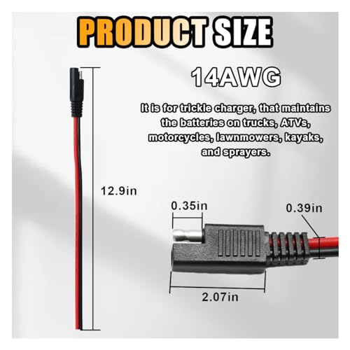 GLSOWEE 5PCS 2 Pin Quick Disconnect Polarized Wire Harness, 14 Gauge SAE Connector Bullet Lead Cable, Automotive Heavy Duty Extension Cable for Car Motorcycle Boat Tractor (14 AWG) - style: 14 Gauge