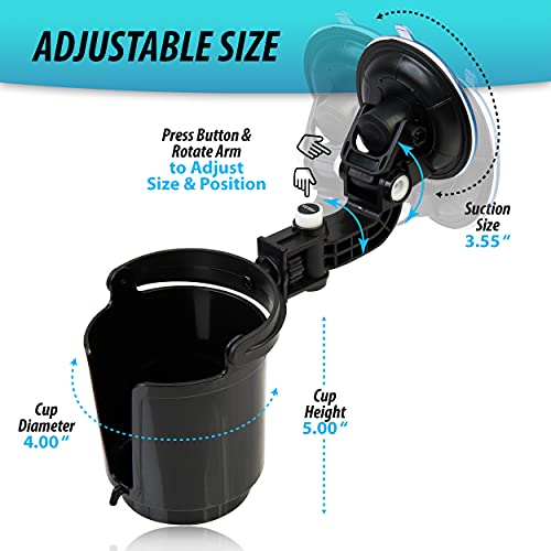 ZONETECH Recessed Folding Cup Drink Holder - Black Premium Quality Sturdy Vehicle Adjustable Beverage Organizer - size: 1-Pack