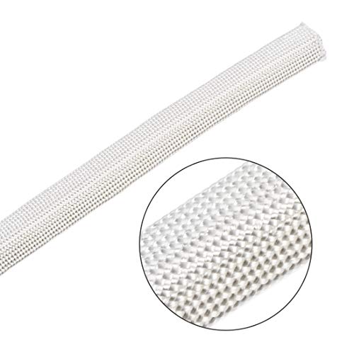 uxcell Insulation Braid Sleeving, 16.4Ft-10mm High TEMP Fiberglass Sleeve White - color: White, size: 10mm