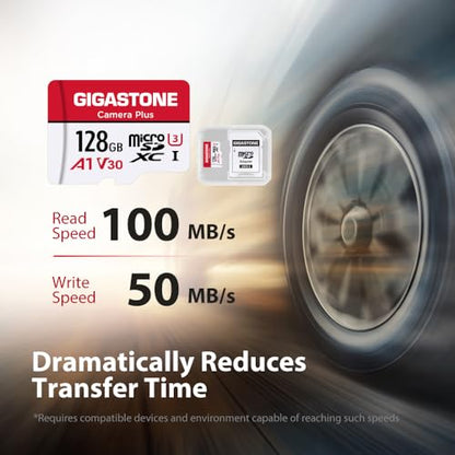 GIGASTONE 128GB Micro SD Card 2-Pack, Camera Plus, Compatible with GoPro, Security Camera, Dash Cam, Speed up to 100MB/s, 4K Video Recording, Micro SDXC UHS-I A1 V30 U3 Class 10 - color: 128GB Camera Plus 2-Pack