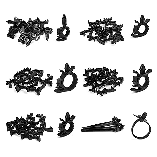 Automotive Car Wire Harness Routing Clip Assortment Kit - 60PCS Universal Wire Loom Routing Clips for Honda, GM, Mazda, Jeep Wrangler, Ford
