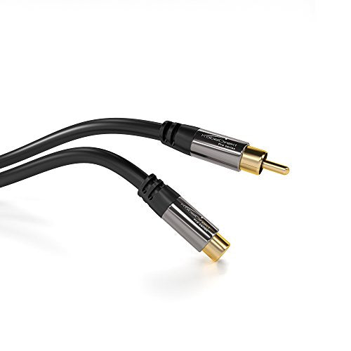 KabelDirekt – RCA Extension Cable – 1.5ft – Break-Resistant Lead for Brilliant Sound Quality (subwoofer/Audio Cable, RCA Male to Female, Ideal for Amplifier/HiFi, Analog & Digital) - size: 1.5 feet