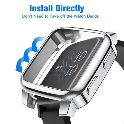Fintie 3 Packs Case Compatible with Garmin Venu Sq 2 / Sq 2 Music - color: Black/Clear/Silver