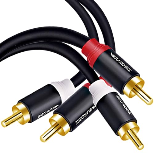Dual RCA Audio Cable 6.6ft 2RCA Male to 2-RCA Male Stereo Audio RCA Cables Shielded Gold-Plated 2 RCA Stereo Cable for car Video 2RCA to 2RCA Audio Cord(1, Black, 6.6FT) - size: 6.6FT