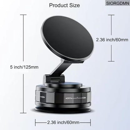 Vacuum Magnetic phone holders for your car dashboard,360°Rotatable Adjustable cell phone stand,Foldabl Magsafe Car Mount with Vacuum Suction Cup for Cars/Gym/Mirror/Smooth Surface iOS Android,Black