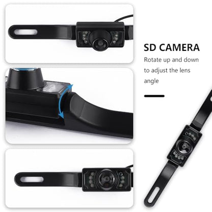 Back Up Camera for Cars with 8 Light,SD Night Vision License Plate Backup Camera with 170° Wide Angle,Universal Rear View Camera for Cars Includes Mounting Accessories