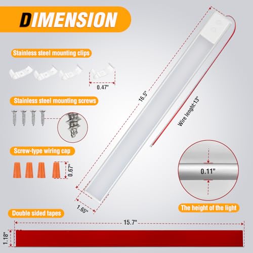 Nilight LED Interior Light Bar 4PCS 16.5 Inch Dimmable Strip Lights - color: 3 Color Interior Lights-16.5" 4PCS