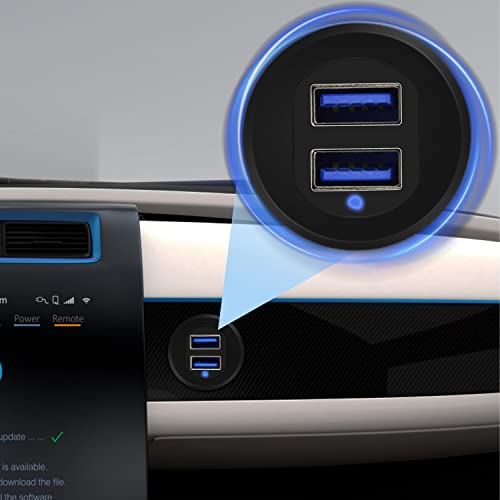 Double Port USB 3.0 Car Mount Flush Cable Dashboard Panel with LED - style: Dual Port 1ft