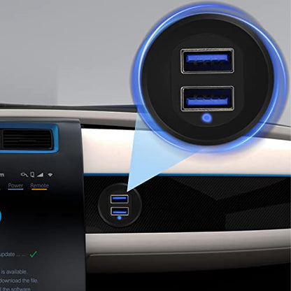 Double Port USB 3.0 Car Mount Flush Cable Dashboard Panel with LED - style: Dual Port 1ft