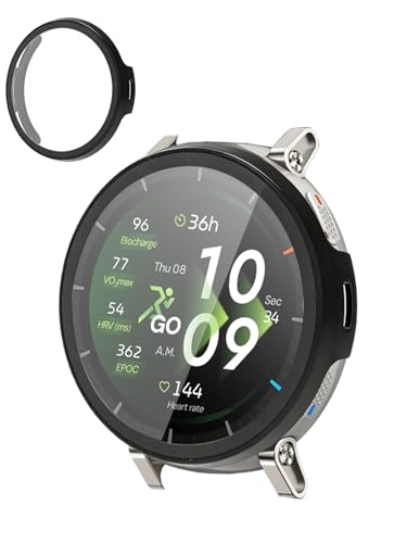 Case for Amazfit Active 3 Premium GPS Running Smart Watch, ZBAGUG with Tempered Glass Screen Protector, Ultra - Thin Hard PC Full Protective Face Cover Bumper for Active 3 Premium Watch. Black