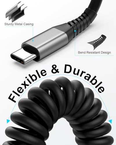 Coiled USB C to USB C Cable for Car, 2Pack 3FT Retractable Car Charger Cord - style: Coiled USB-C to USB-C