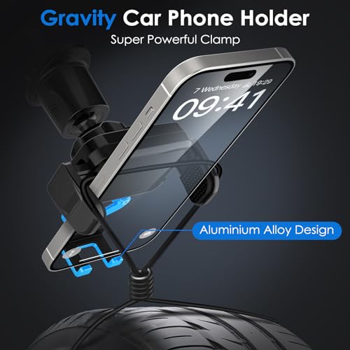 Phone Mount Holder for Car Vent 2023 Upgraded Aluminum Gravity Car Phone Holder Mount with Anti Overload Metal Hook Clip Hands Free Cell Phone Holder for iPhone 15 Pro Max 14 13 Large Phones - style: Phone Mount Holder for Car Vent