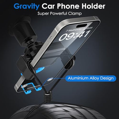 Phone Mount Holder for Car Vent 2023 Upgraded Aluminum Gravity Car Phone Holder Mount with Anti Overload Metal Hook Clip Hands Free Cell Phone Holder for iPhone 15 Pro Max 14 13 Large Phones - style: Phone Mount Holder for Car Vent