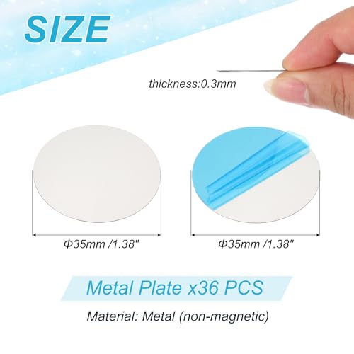 PATIKIL 35mm Metal Plate for Phone Magnet, 36pcs Round Adhesive Metal Plate Replacement Stickers for Magnetic Car Mount Holder Phone Case Wall, Silver Tone - size: 35mm