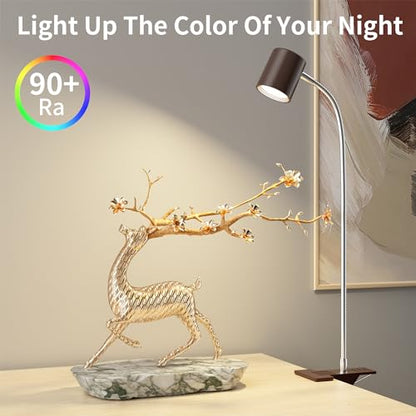 Dott Arts Desk Lamp,USB Clip On Light with 3 Color Modes,LED Reading Lamp - color: Brown