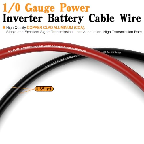 1/0 Battery Cable 0 Gauge Wire with 250A Fuse Holder & Terminals Kit,40ft - color: W/ ANL fuse holder