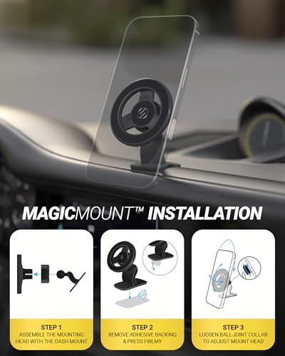 Scosche MagSafe Car Mount, Magnetic Phone Holders for Your Car Dashboard, Strong Magnetic Hold, 360° Rotatable Car Phone Holder Mount for iPhone 17 16 15 14 13 12 Includes Magnetic Ring, 2-Pack - size: 2 Pack