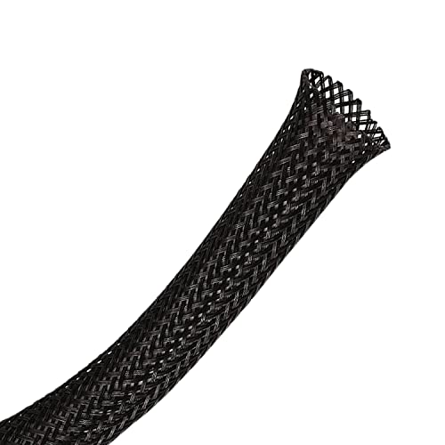 Kable Kontrol Cable Sleeve Expandable Nylon Braided Sleeving - 1/4” Inch – 25’ Feet – Automotive Wire Loom, Cable Wrap, Cord Protector from Pets, Cable Management - Black - size: 0.25" - 25' Feet