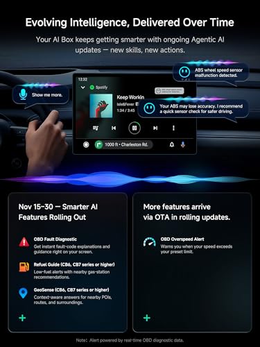 Magic CarPlay Box, Wireless CarPlay Adapter Supports for Netflix/YouTube/TF Card, AI Box Carplay, Plug & Play, Drivechat with AI Skills, Dual WiFi, Bluetooth, Fits for OEM Wired CarPlay Cars - color: Matte Black