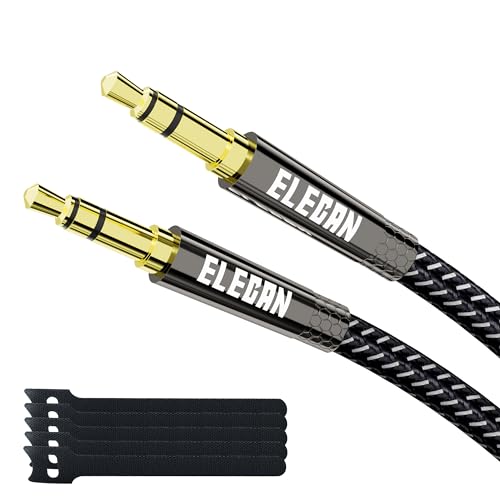 Elecan 3.5mm AUX Cable 4 Ft/2 Pack (Hi-Fi Sound-Zinc Alloy Case-OD 3.5MM-Ultra Slim&Soft) Auxiliary Stereo Audio Cable Braided 1/8 inch 3.5 mm AUX Cord for Headphones,Car,Home Stereos, Speaker,Phones - size: 4FT-2PK, style: Straight to Straight