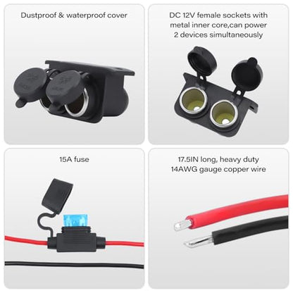 DC 12V Cigarette Lighter Socket with Blade Fuse 15A