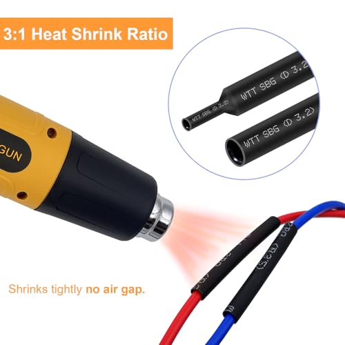 Heat Shrink Tubing Kit 355pcs Shrink Wrap Tube Waterproof Connectors - size: 355pcs Black