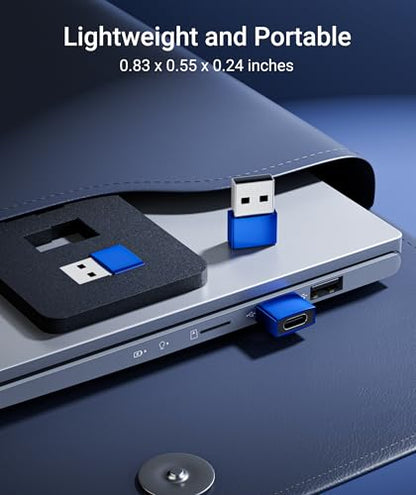 Syntech USB C to USB Adapter 3-Pack, Female to Male Converter, Aluminum - color: Blue
