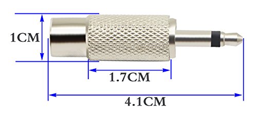 RCA to 3.5MM Audio TS Adapter 3.5mm 1/8" Mono Plug Male to RCA Female Jack Adaptor Connector（Silver (2 Packs, 2-Pole) - color: 2 Packs, 2-Pole