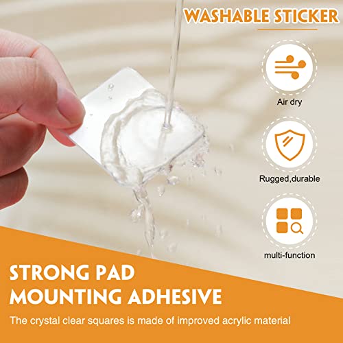 60 Pcs Double Sided Adhesive Pads for Mounting Square Round Sticky Tape Clear Self Adhesive Gel Mounting Pads Waterproof Removable Sticky Gel Transparent for DIY Craft, Home Office Poster, Carpet, Rug