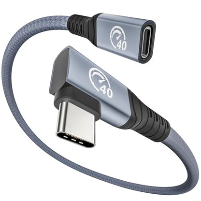UseBean 40Gbps USB C Extension Cable 2FT, Right Angle USB 4 Extension Cable - color: Gray, size: 2ft