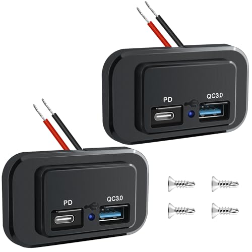 Nilight 2 Pack Socket Panel 12V 24V Dual USB Outlet PD Type C QC3.0 - color: 2Pcs USB+PD Type C