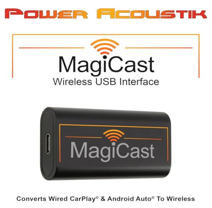 Power Acoustik MagiCast Wireless CarPlay & Android Auto Adapter – Plug & Play Dongle Converts Wired Car Stereos to Wireless – Universal Fit, Fast Auto-Pairing, USB Connection