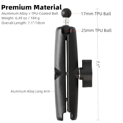 1" to 17mm (0.67") Ball Adapter with 5.9" Long Double Socket Arm, Compatible with RAM B Size Mounts, Fits Garmin GPS Mount and 17mm Swivel Ball Mounting Phone Holder - style: 1" to 17mm Ball Adapter with 5.9" Arm