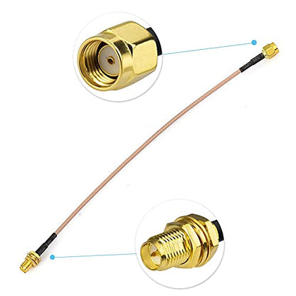 Bingfu WiFi Antenna Extension Cable (2-Pack) RP-SMA Male to RP-SMA Female Bulkhead Mount RG316 Cale 15cm 6 inch for WiFi Router Security IP Camera Wireless Mini PCI Express PCIE Network Card Adapter - color: 6 inch / 15cm