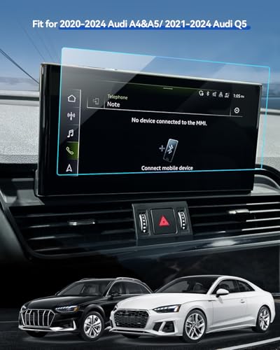 Tempered Glass Screen Protector for Audi A4 (2020-2024)/ A5 (2020-2024)/ Q5 (2021-2023) Accessories Navigation Anti-Glare, Bubble-Free Installation, HD Clarity, Touchscreen Cover 10.1'' - size: for Audi A4/A5/Q5 10.1''