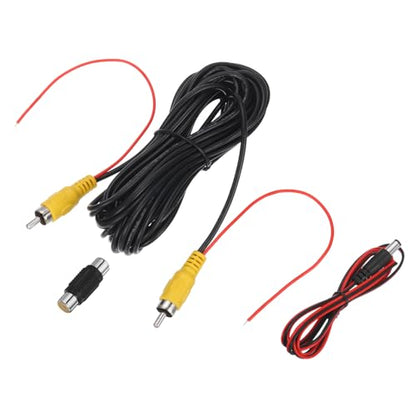 MECCANIXITY Backup Camera RCA Video Cable, 6m/19.68ft RCA Car Rear Reverse Camera Video Extension Cable & Detection Wire for Truck Bus SUV, Male to Male, with Female to Female Coupler, DC Wire - size: 6m/19.68ft