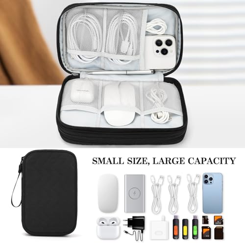 FYY Electronic Organizer, Travel Tech Pouch Bag, Large, Black Quilted - color: Black Quilted, size: 9.1 x 5.9 x 3.15 inches