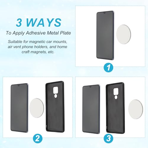 PATIKIL 30mm Metal Plate for Phone Magnet, 36pcs Round Adhesive Metal Plate Replacement Stickers for Magnetic Car Mount Holder Phone Case Wall, Silver Tone - size: 30mm