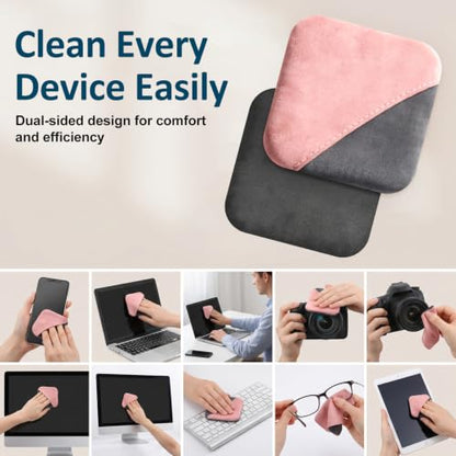 Car Screen Cleaner, 4.1''×4.1'' Microfiber Dashboard Wipes, Car Wipes Interior Cleaning, Square Cars Screen Wipe, Square Cleaner Tool for Dashboard LCD Display (Pink)