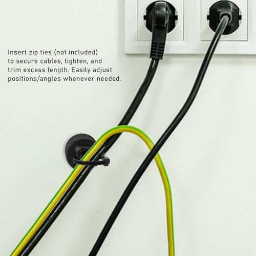 20 Pcs Adhesive Cable Tie Mount - 20mm EVA Base Self Adhesive Zip Tie Holder with Screws Nylon Ties, Wire Management Clip for Desk Car Wall Office