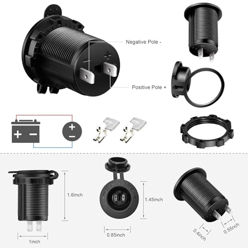 12V/24V 10900028 Threaded Socket Surface Mount Outlet, 12V Cigarette Lighter Splitter Outlet Power Socket Adapter Connector for Engel Fridge, 4WD 4x4 Camper Trailer Marine Boat Caravan