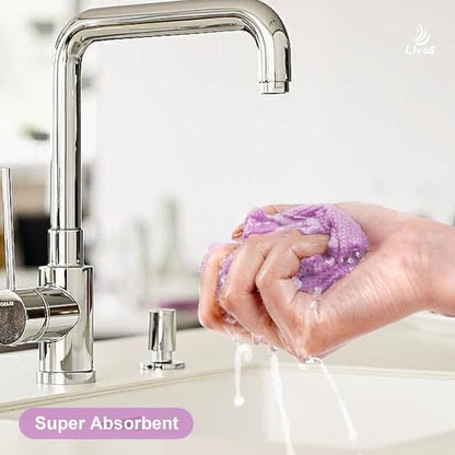 LIVOS Microfiber Cleaning Cloth Roll - 80 Pack, Reusable Paper Towels Purple Tear Away Towels, Microfiber Towels for Cars, Super Absorbent Lint Free Cleaning Rags for House,Kitchen,Window-11.5"x11.5" - color: Purple