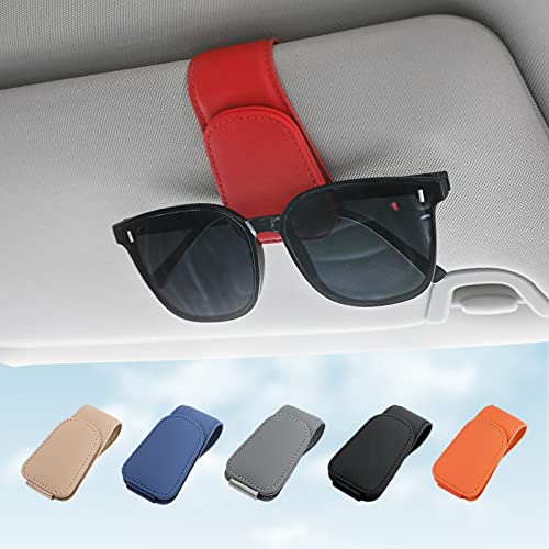 Sunglass Holder for Car Sun Visor Sunglasses Clip Car accessories -Red - color: Red