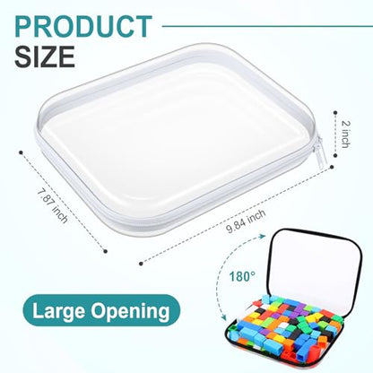 Hoolerry 4 Pcs Hard Clear Zipper Case, Clear, 9.8 x 7.9 x 2 in, Bicolor - color: Black and White, size: 9.8 x 7.9 x 2 in