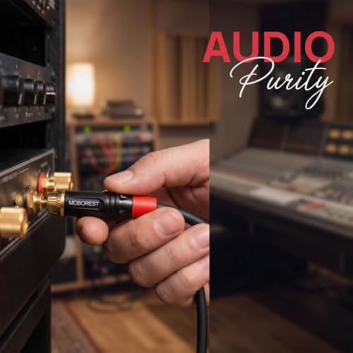 MOBOREST RCA to Speaker Wire Adapter, Male to Female Adapter Audio Phono Gold Plated Solder Speaker Plugs Jack Cable Connector Adapter(Female*2P+Male*2P) - color: RCA Female*2P+Male*2P